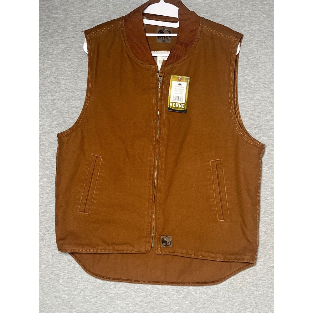 NWTBerne Mens Cotton Duck Work Vest Tan Sherpa lined Sz Medium (40-42) VW530TBC